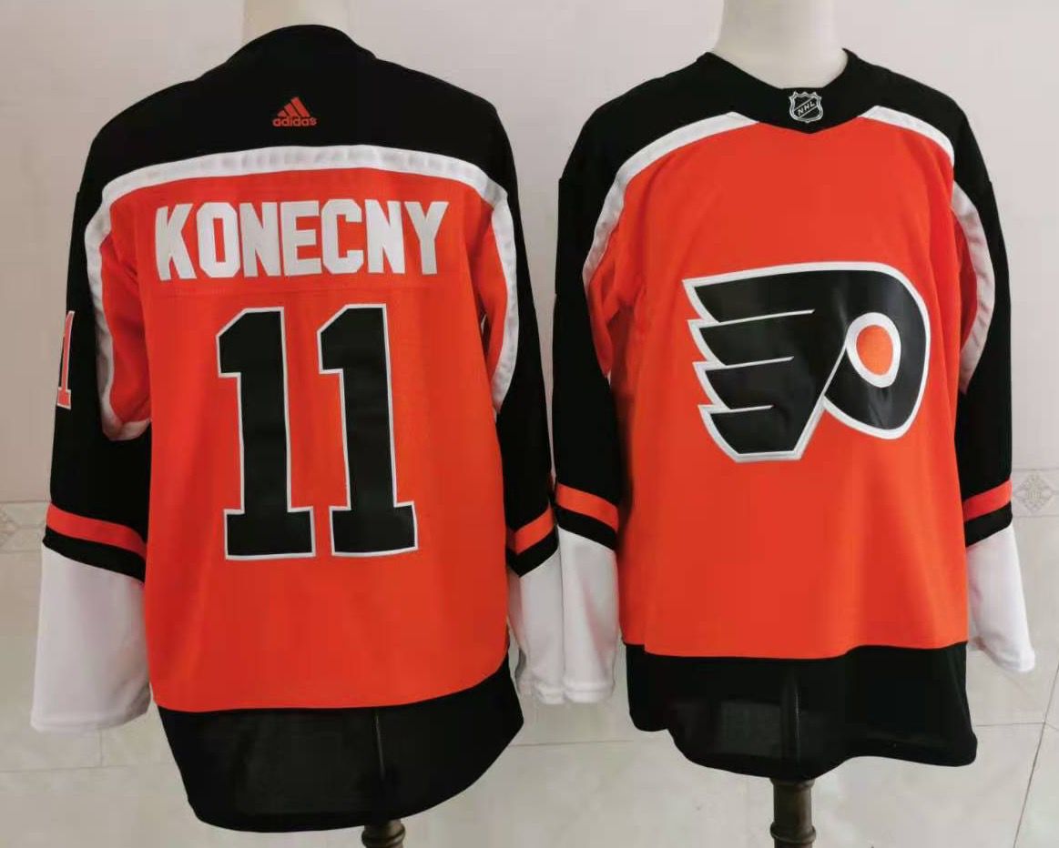 Cheap Adidas Men Philadelphia Flyers 11 Konecny Orange Home Authentic Stitched NHL Jersey